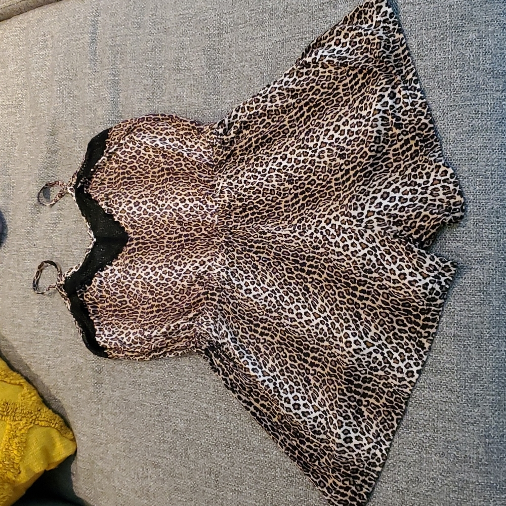 Cosabella leopard romper with lace detail